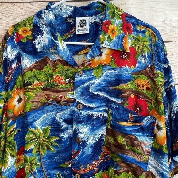 VINTAGE KEENINGTON LTD CALIFORNIA‎ HAWAIIAN SHIRT IN TROPICAL PRINT - Picture 2 of 5